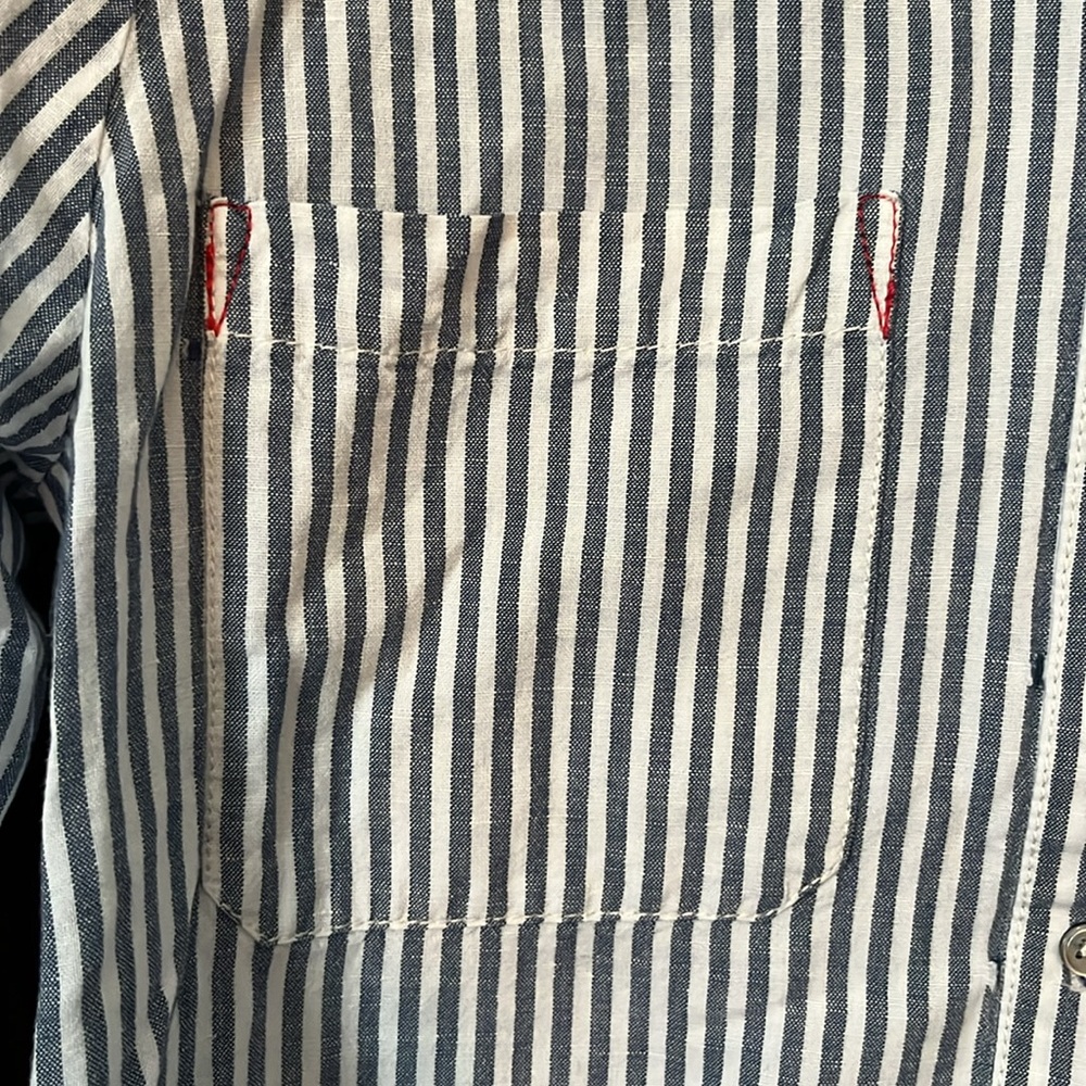 Sundance Linen Button Up Striped Size Medium - image 3
